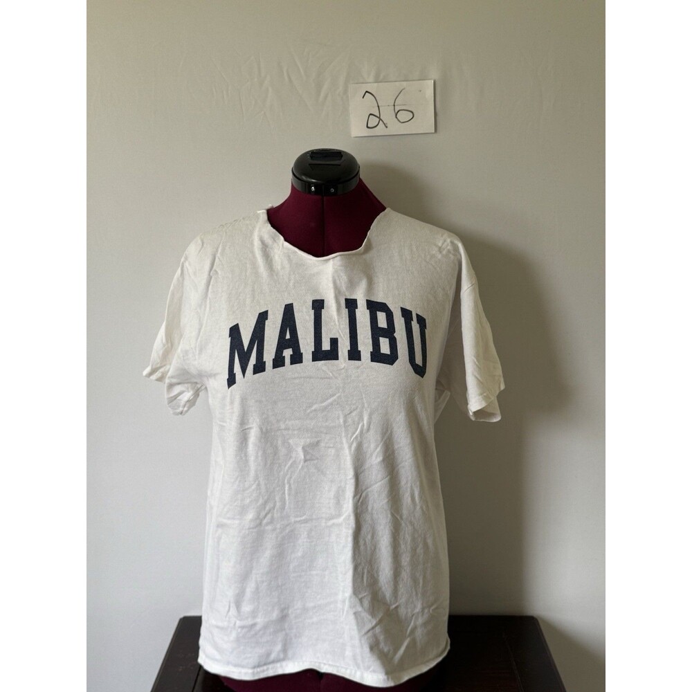 Malibu Graphic T Shirt White Short Sleeve Tourist Beach Souvenir Men’s Small